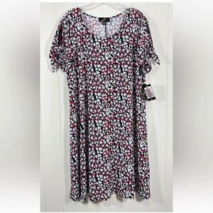 Ronni Nicole Dress Stretch Pullover Blue Floral Dress Sz XXL